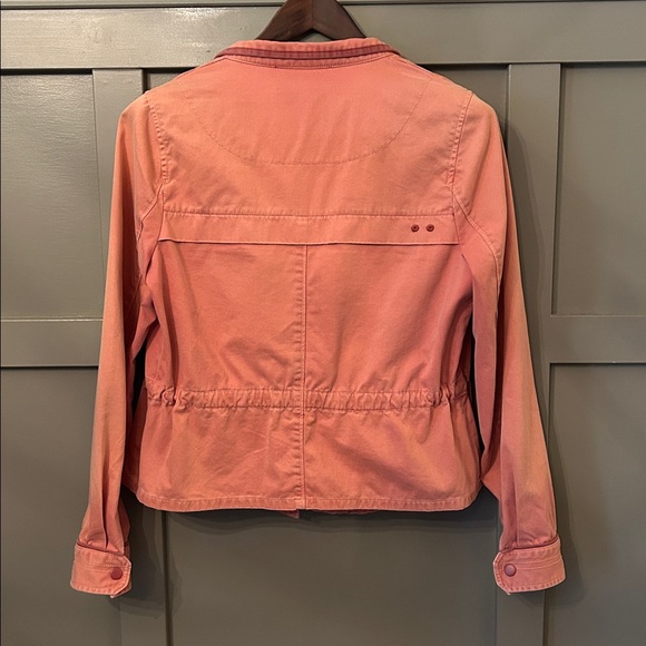 Anthropologie Hei Hei Anorak Jacket Drawstring Button Front Melon Pink Small - Picture 8 of 10